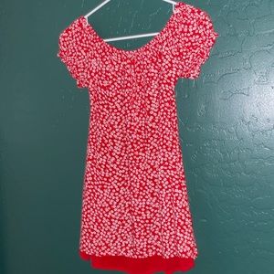 cute white and red floral mini dress
